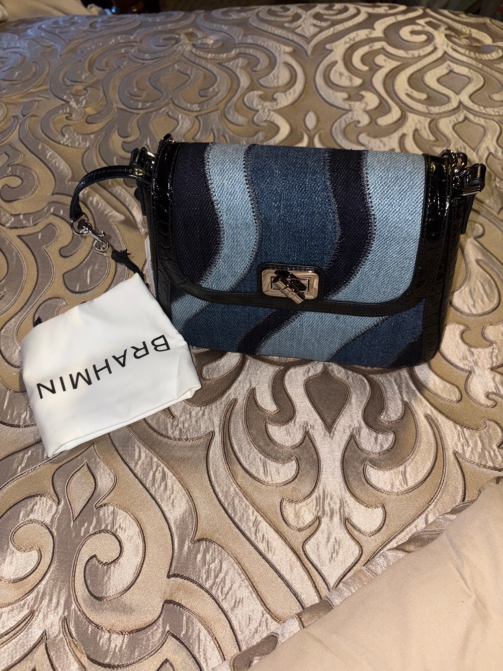 Brahmin Gianna Croc Embossed Leather Crossbody Bag NWT